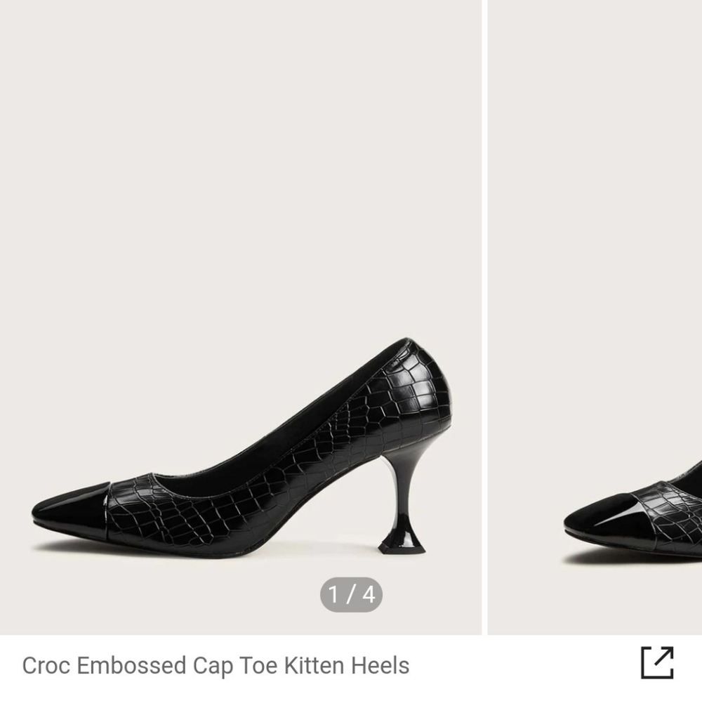 Coc Embossed Cap Toe Kitten Heel